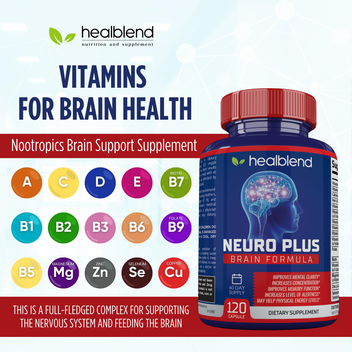 Ingrédients naturels du complément Neuro Plus healblend