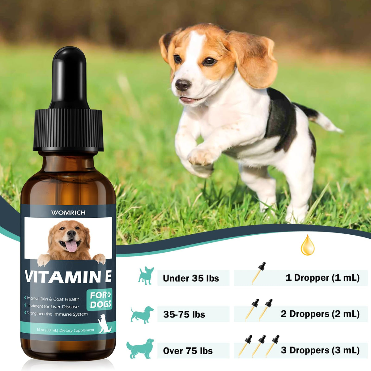 Ingrédients naturels du complément Vitamine E pour Chiens