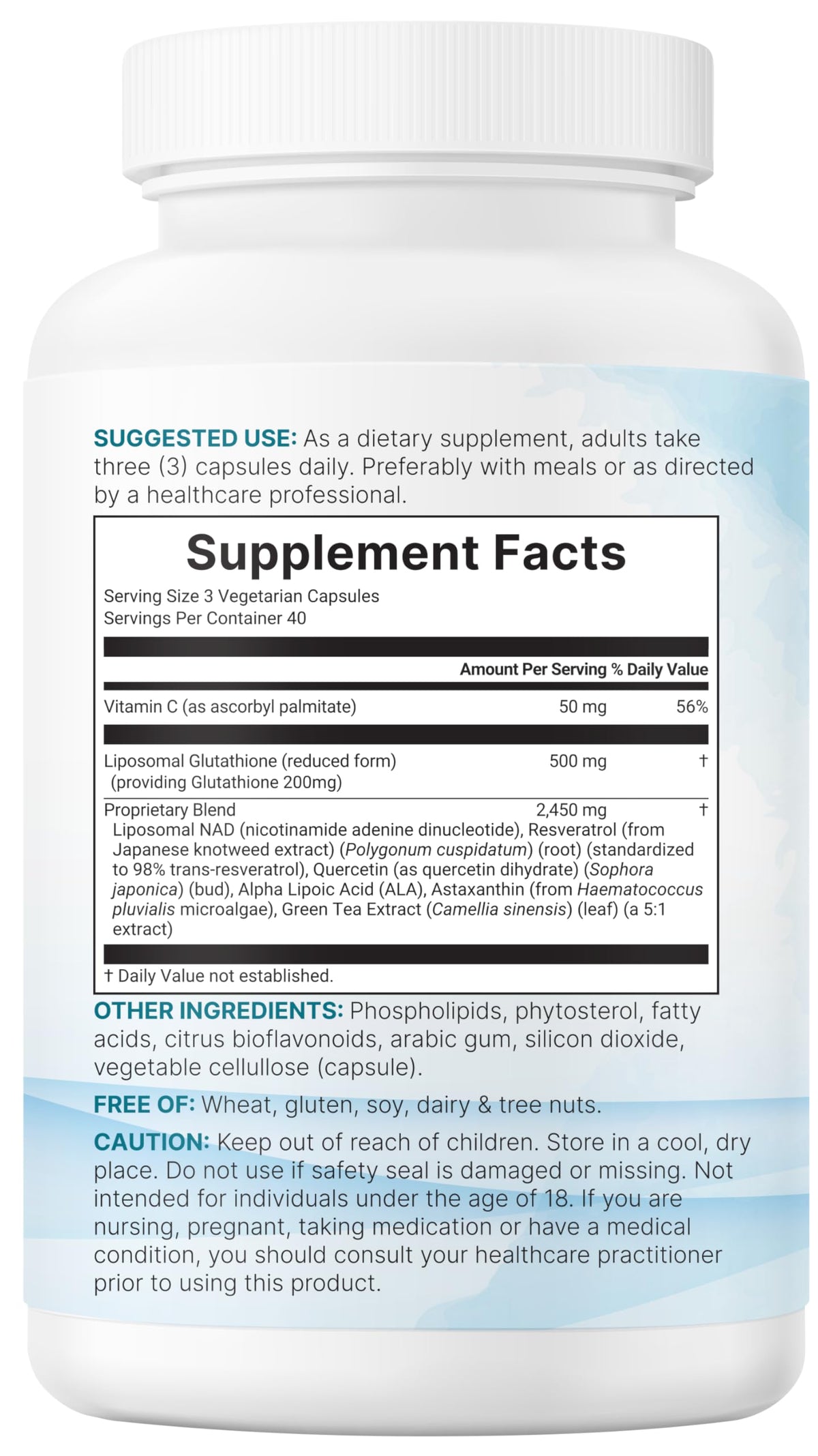 Ingrédients naturels du complexe liposomal de glutathione, incluant des extraits de plantes
