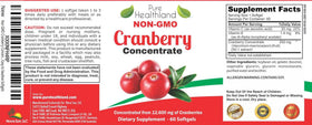 Ingrédients naturels du concentré de canneberge Pure Healthland
