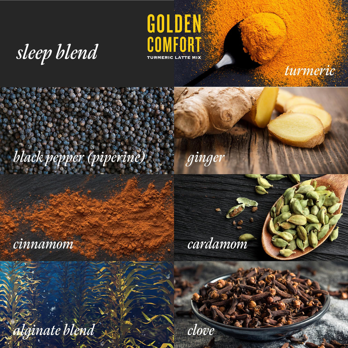Ingrédients naturels du mélange Golden Comfort