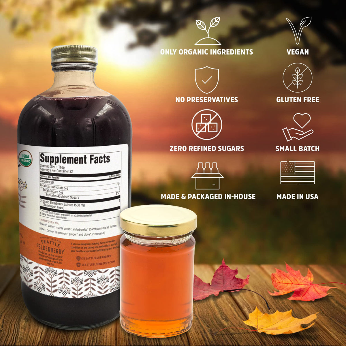 Ingrédients naturels du sirop d'églantier Seattle