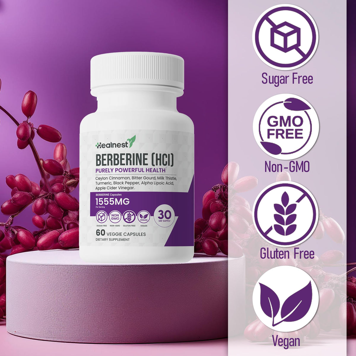 Ingrédients naturels pour la formule HEALNEST Berbérine