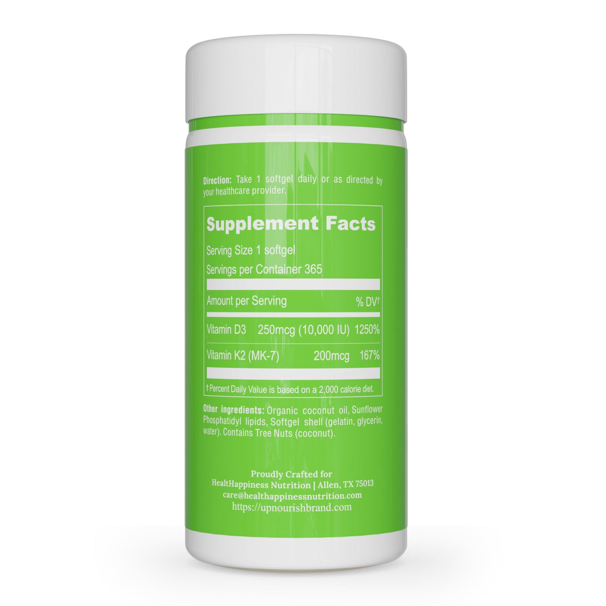 Ingrédients naturels UpNourish D3 K2 sur table