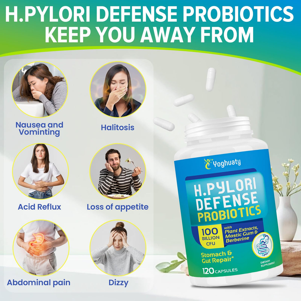 Ingrédients naturels utilisés dans les probiotiques Yoghuaty H. Pylori