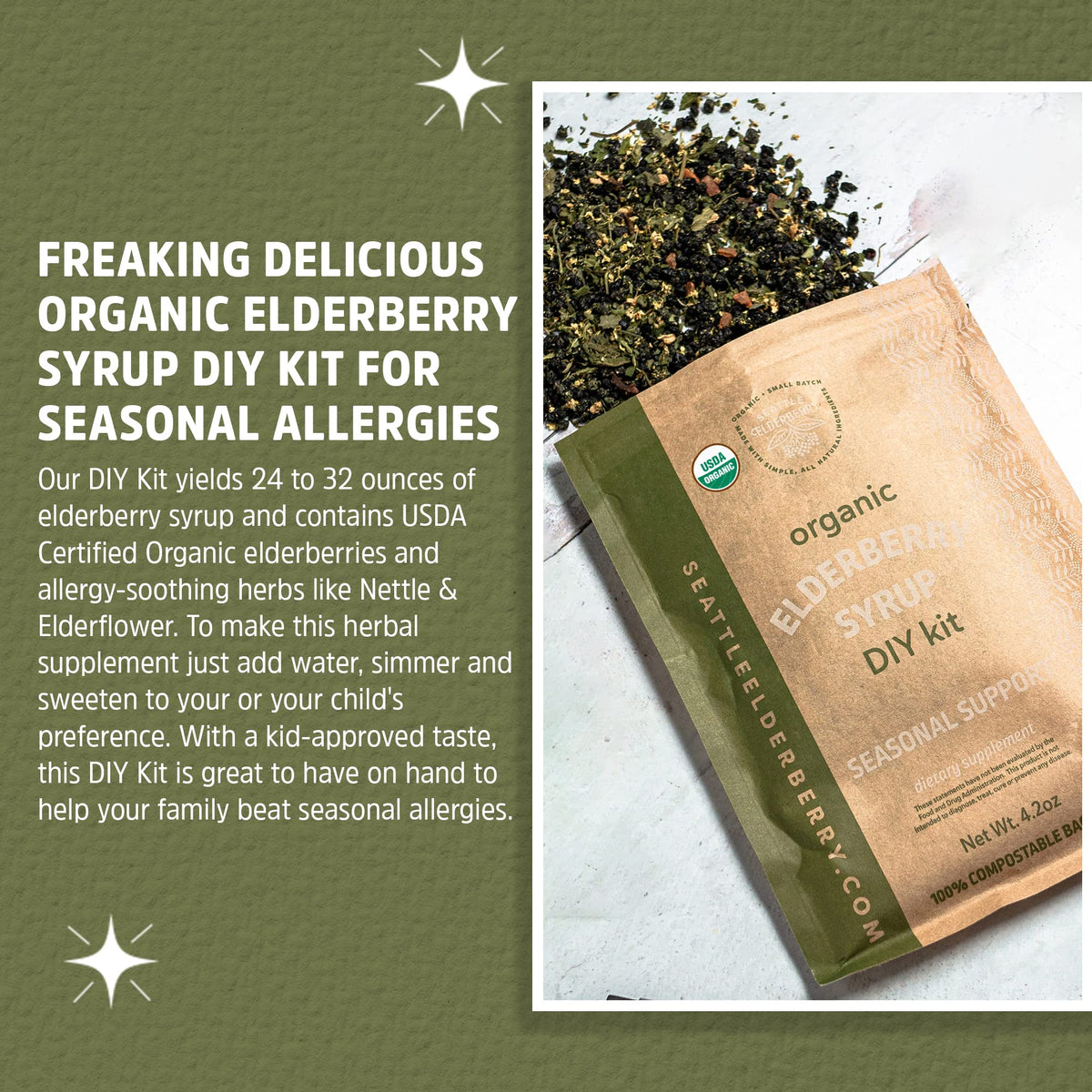 Ingrédients organiques du Kit DIY Sirop de Sureau