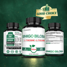 Ingrédients Satoomi Ginkgo Biloba 1000mg sur une table
