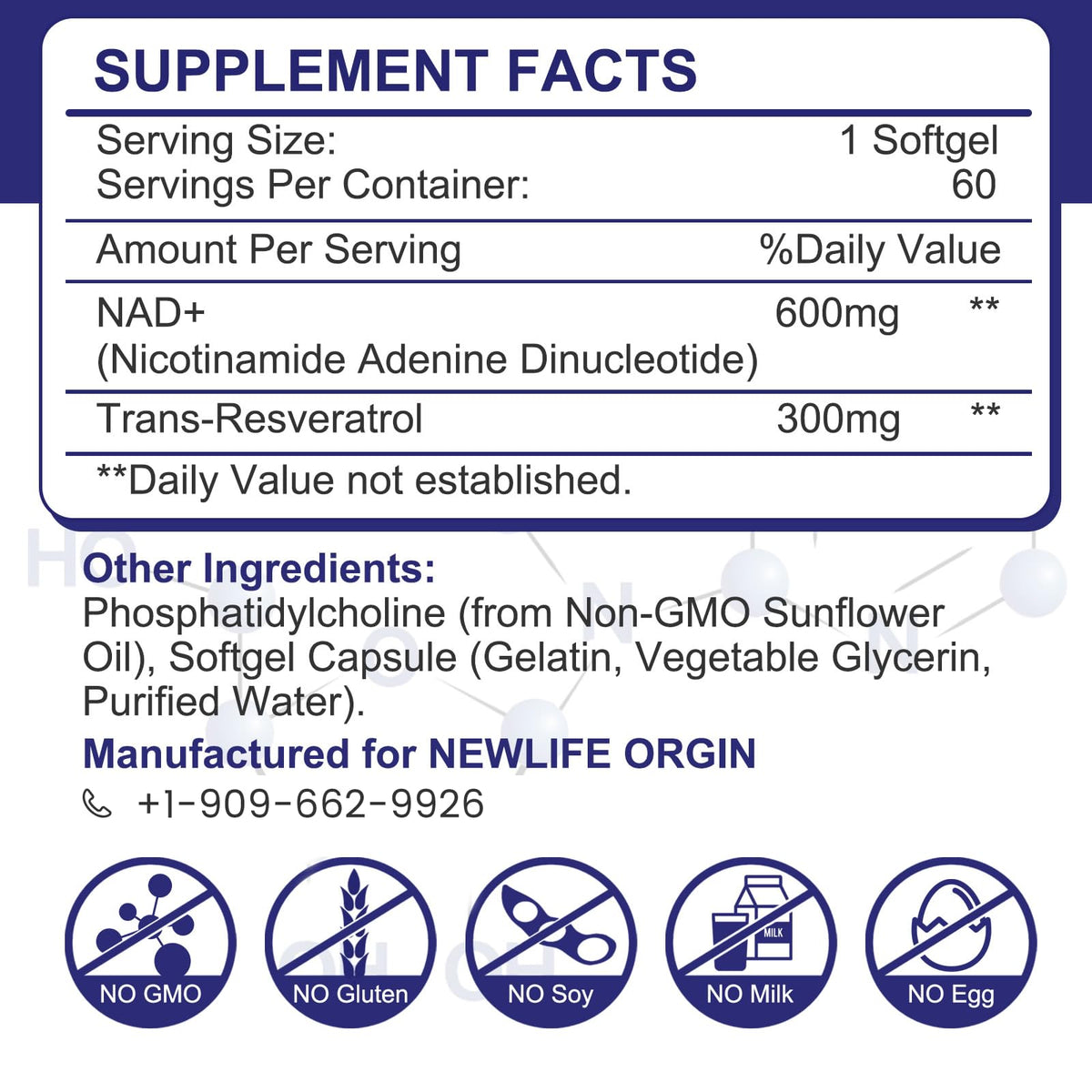 inGreens complément NAD+ 900mg, côté de l'emballage