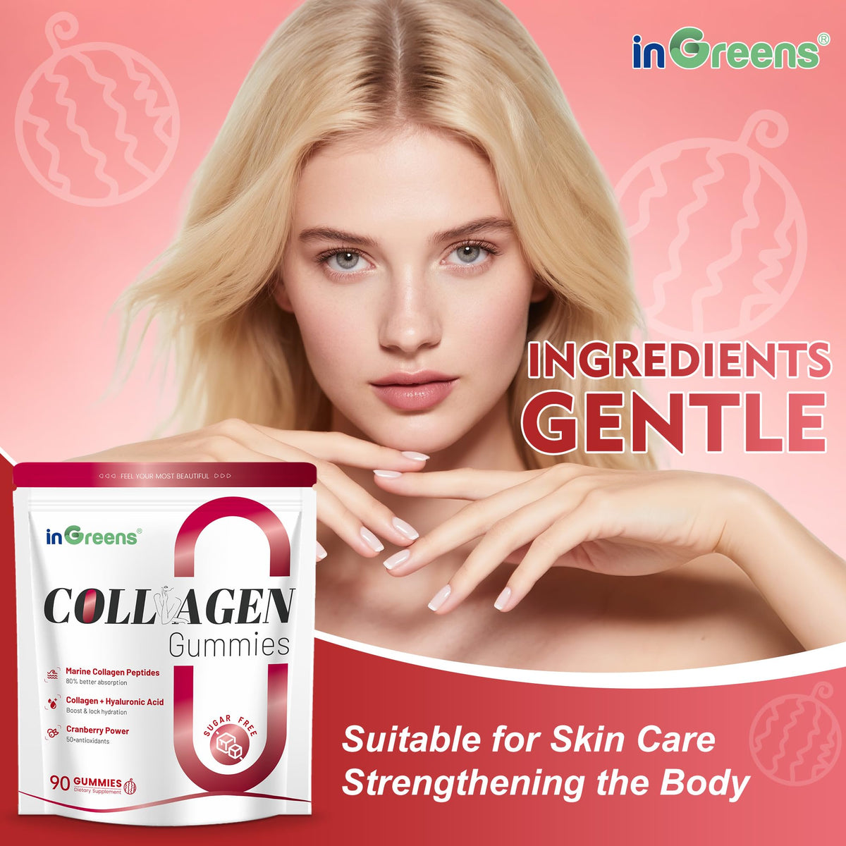 inGreens gummies collagène marin 5000mg à l'intérieur du sachet