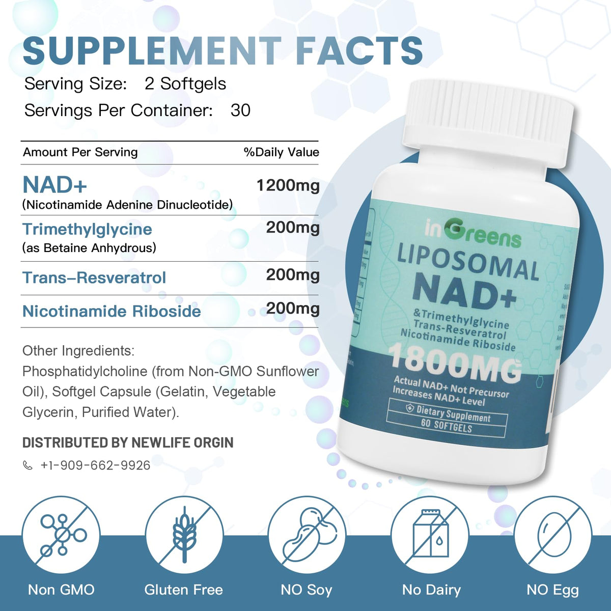 inGreens Liposomal NAD+ 1800 mg gélules emballage