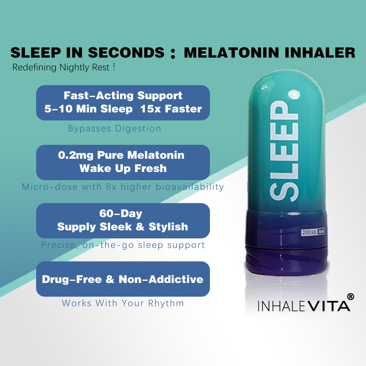 Inhalateur de mélatonine INHALEVITA sur une table de nuit