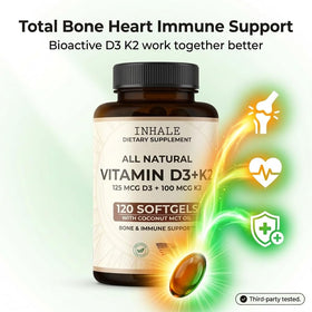 Inhale D3 + K2 gélules avec huile de coco, vue de côté