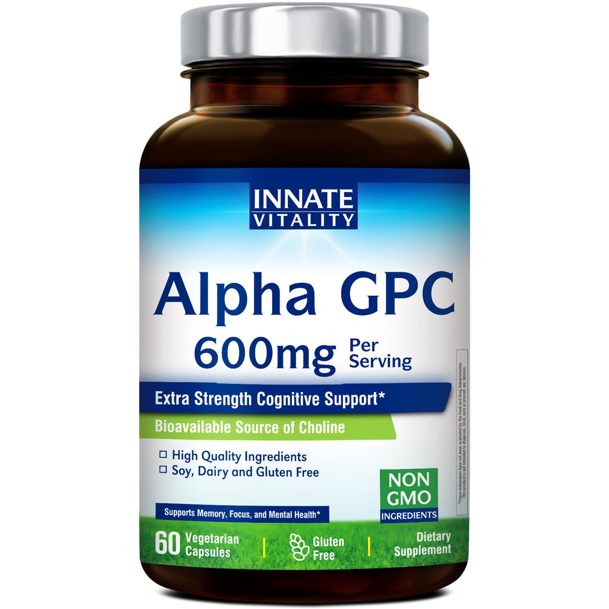 Innate Vitality Alpha GPC 600mg gélules végétales vue de face
