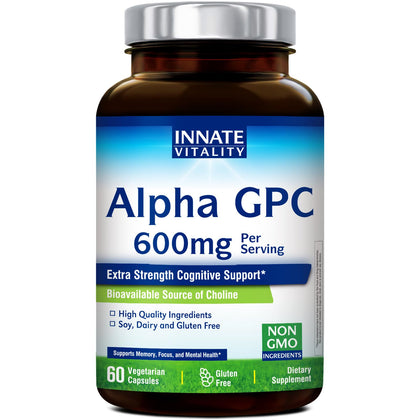 Innate Vitality Alpha GPC 600mg gélules végétales vue de face