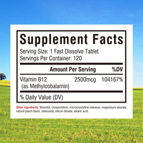 Innate Vitality Vitamine B12 2500mcg emballage et informations nutritionnelles