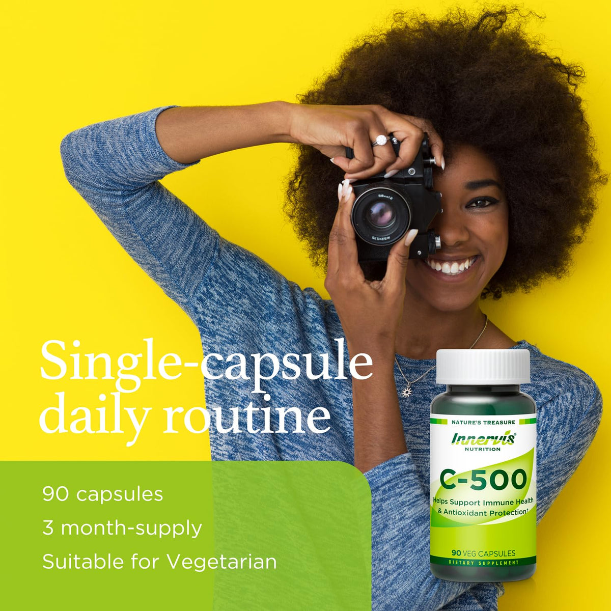 INNERVISNUTRITION C-500 capsules végétales sur fond blanc