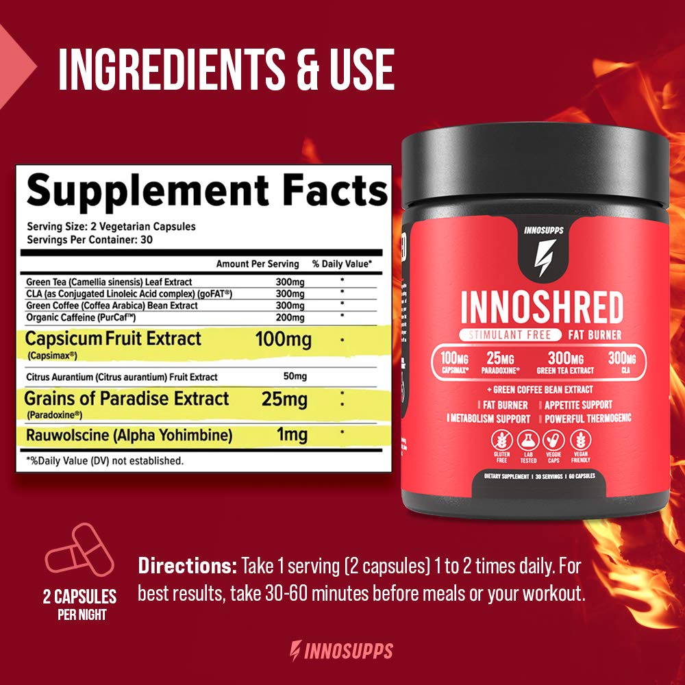 InnoSupps Inno Shred gélules sur fond blanc