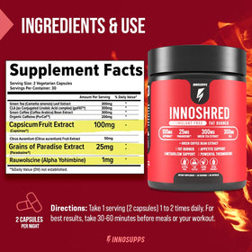 InnoSupps Inno Shred gélules sur fond blanc