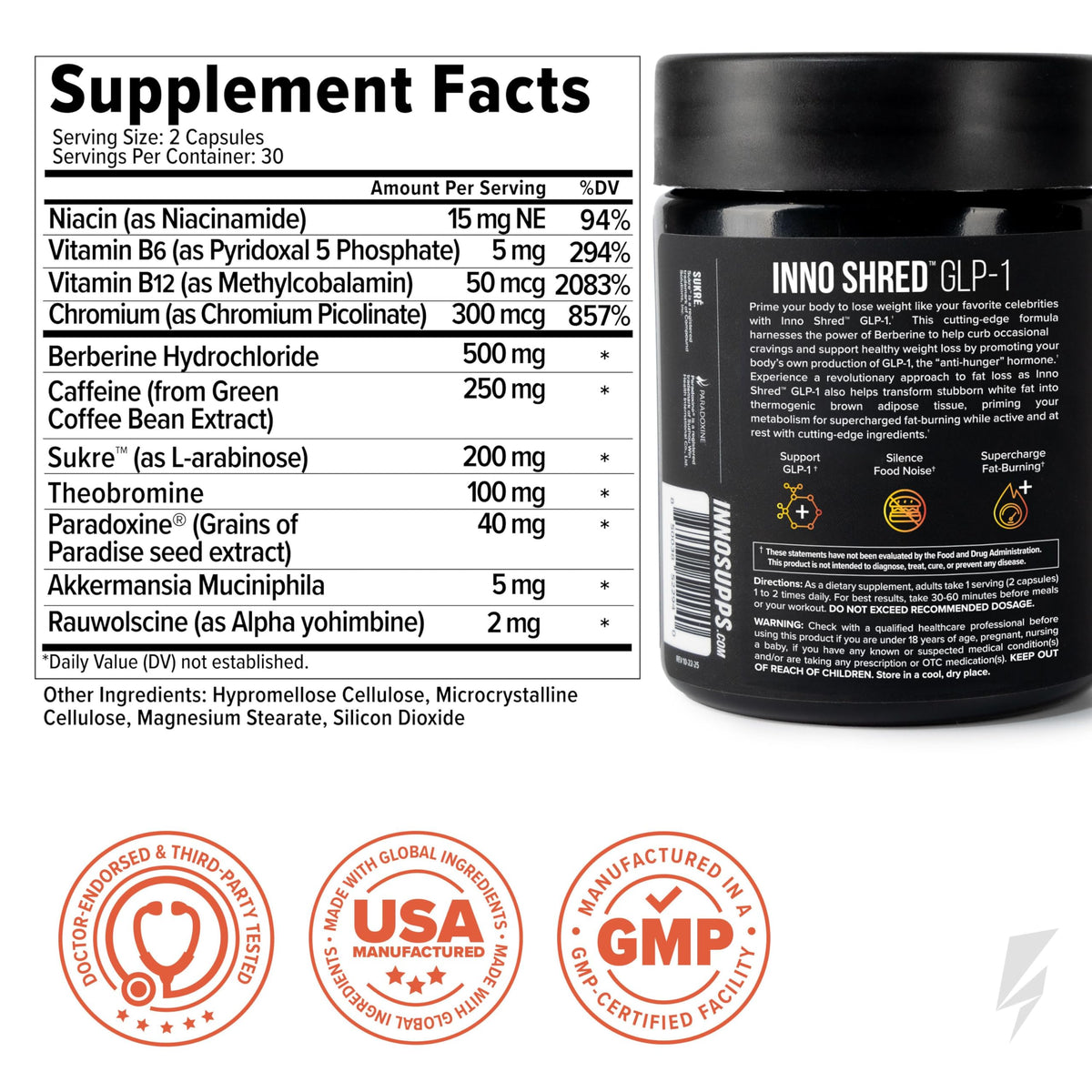 InnoSupps Inno Shred GLP-1 Brûleur de Graisse étiquette