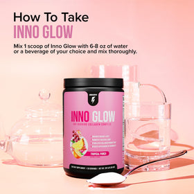 InnoSupps Poudre de Collagène Multi-Collagène 340g avec un verre d'eau