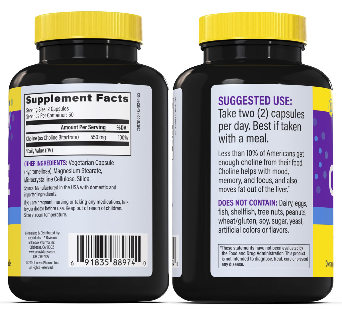 InnovixLabs Choline 550 mg dans un cadre de vie actif