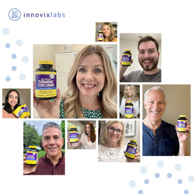 InnovixLabs Curcuma Curcumine avec des herbes en arrière-plan