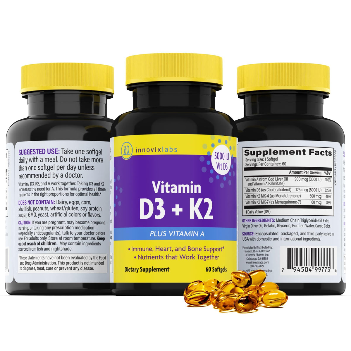 InnovixLabs D3 K2 5000 IU gélules dans la main