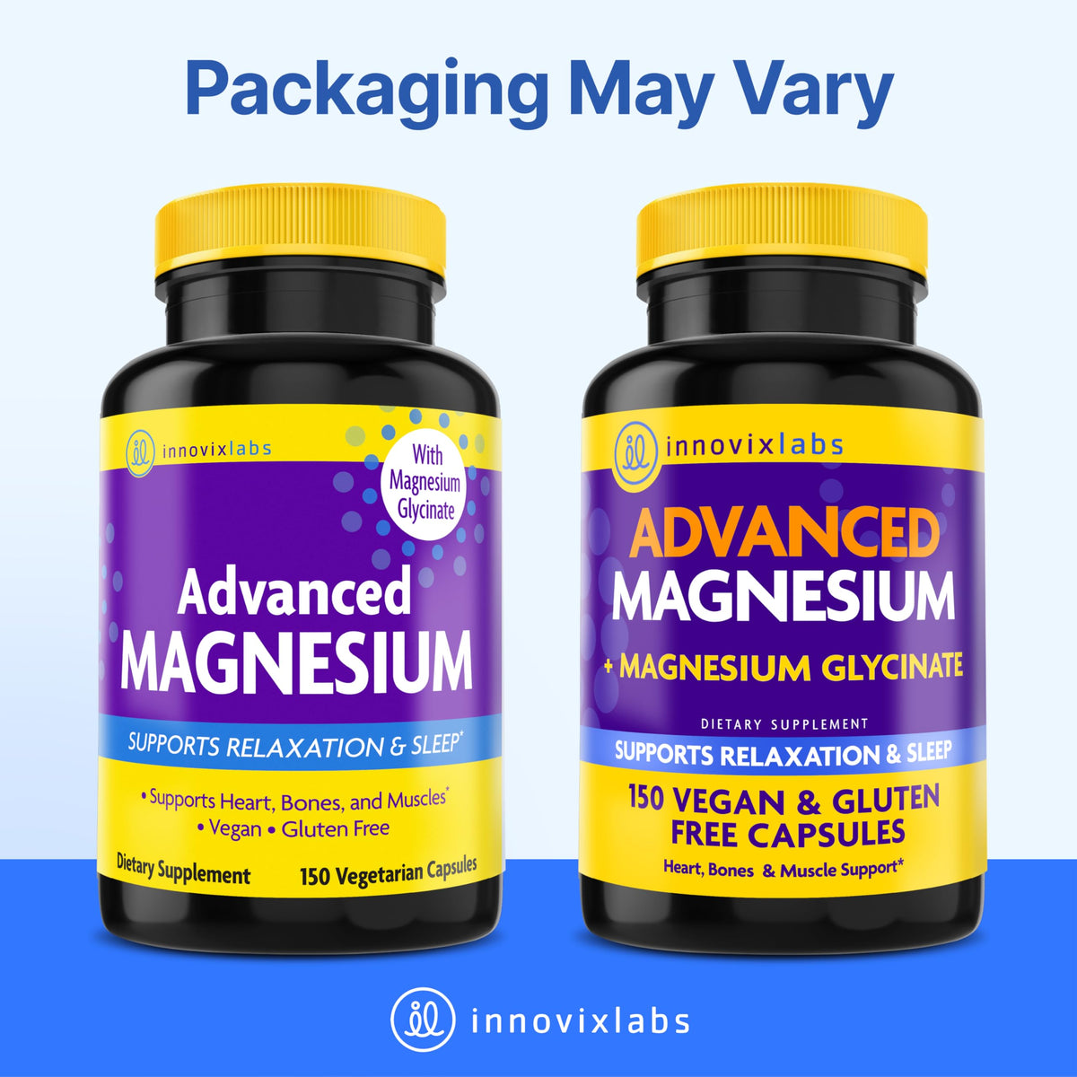 InnovixLabs magnésium glycinate et malate sur fond neutre