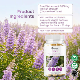 Inspire Vitality LLC Vitex Chasteberry 60 capsules avec des ingrédients