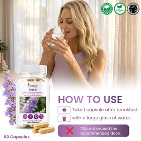 Inspire Vitality LLC Vitex Chasteberry 60 capsules sur fond neutre