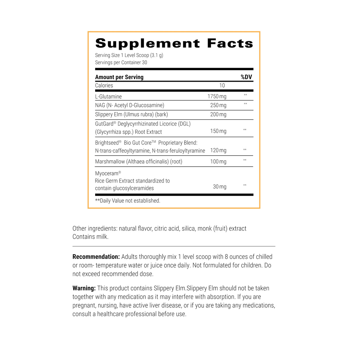 Integrative Therapeutics Barrier Complex 150g emballage avec informations nutritionnelles