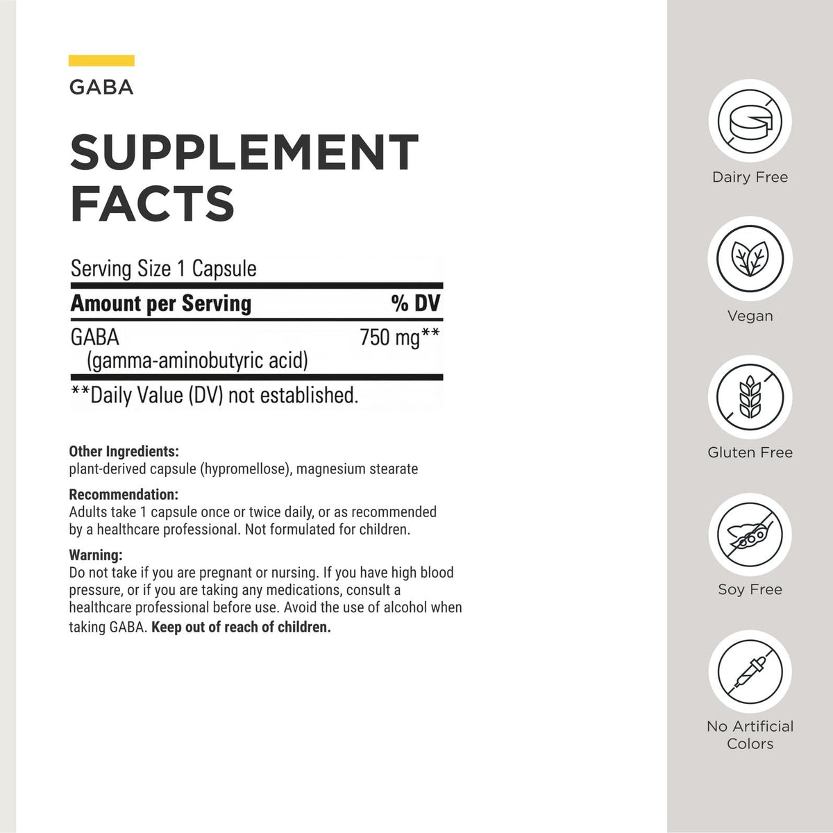 Integrative Therapeutics GABA Complément Alimentaire 60 Capsules avec fond blanc