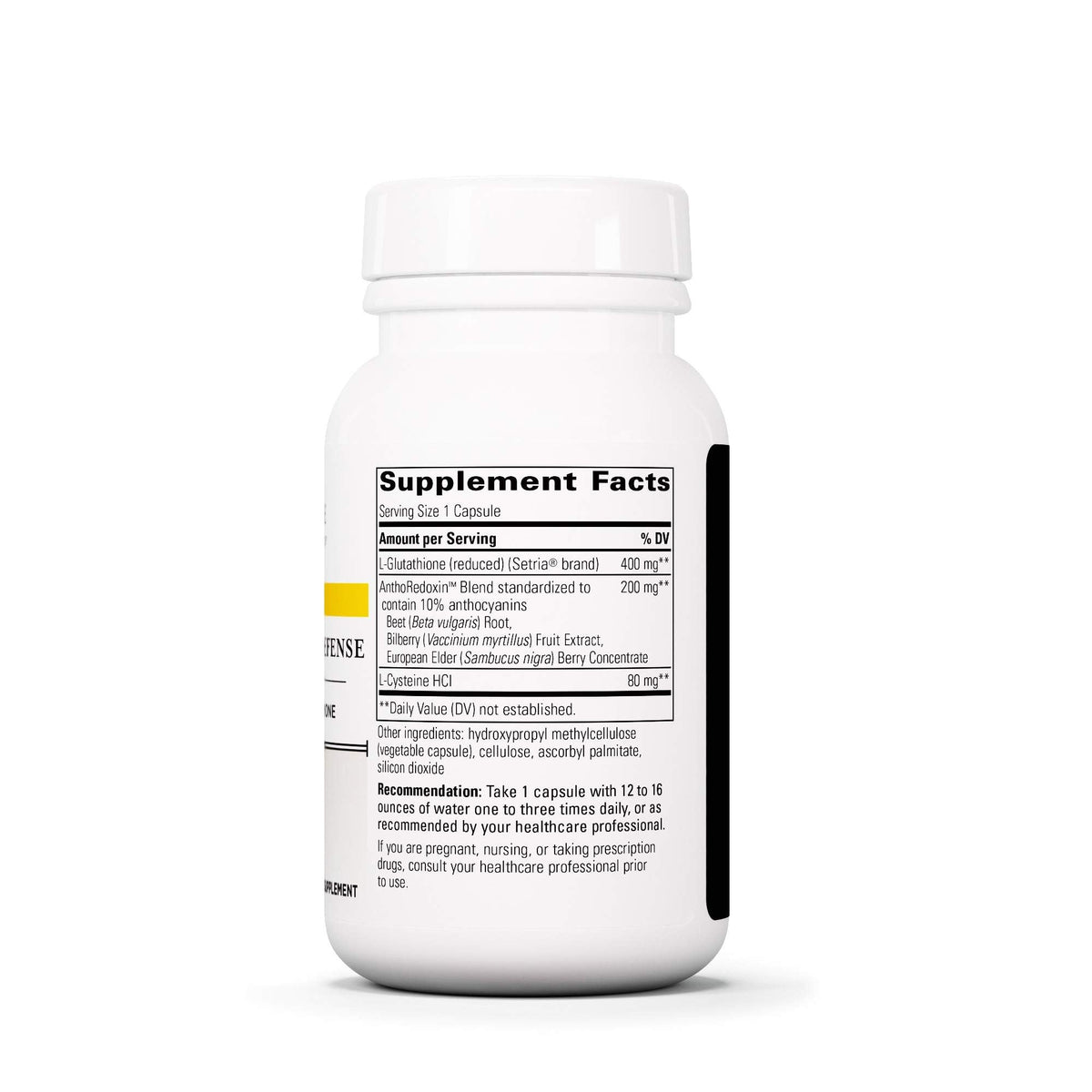 Integrative Therapeutics Glutathione Cell Defense 400 mg capsules in a hand