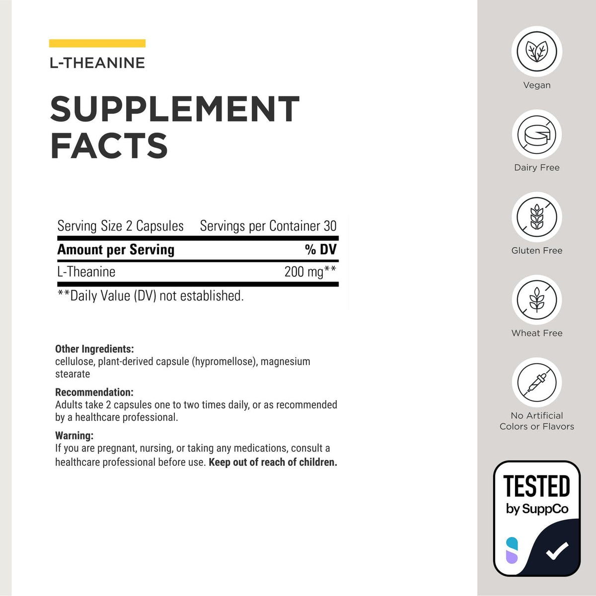 Integrative Therapeutics L-Theanine capsules sur une surface en bois