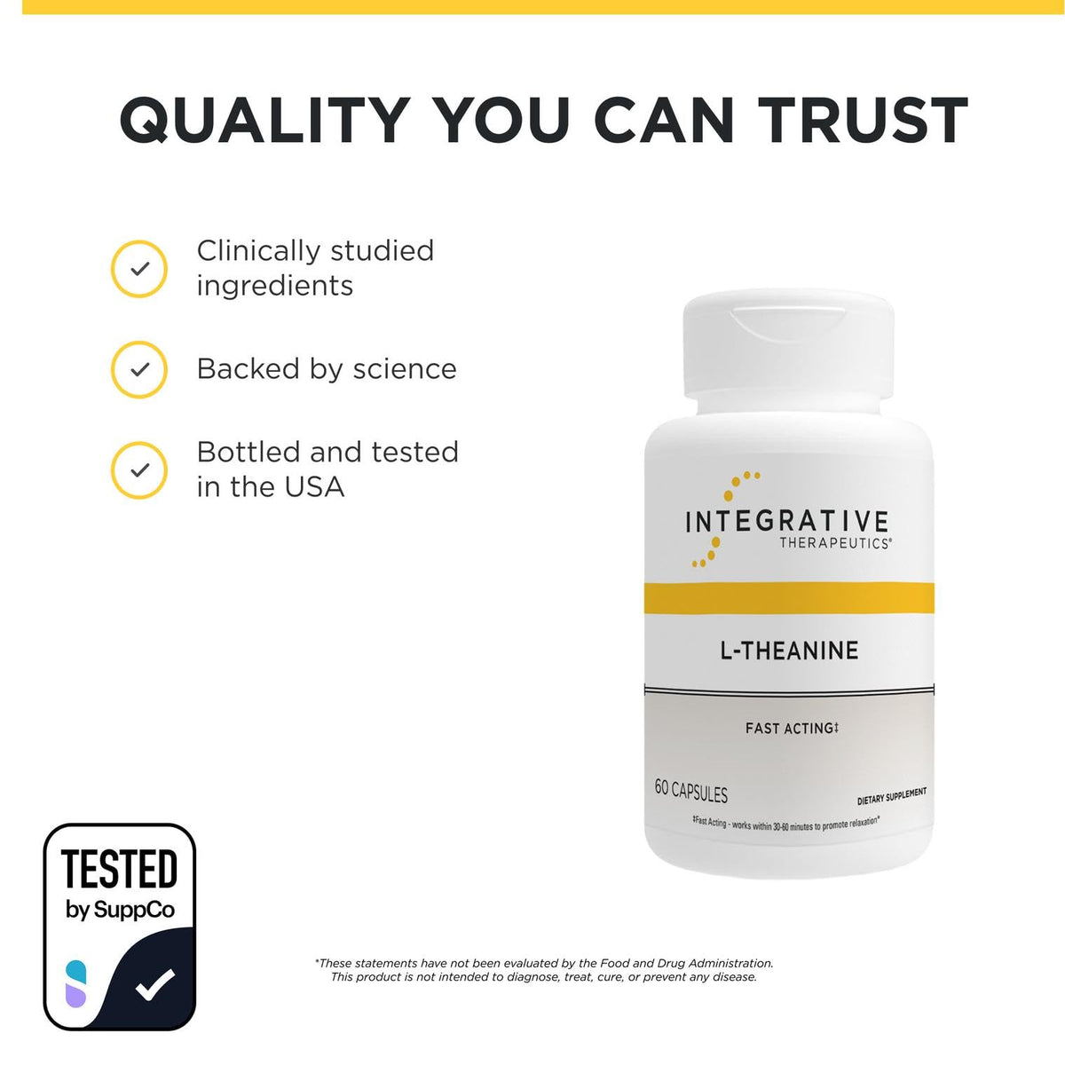 Integrative Therapeutics L-Theanine vue arrière du flacon