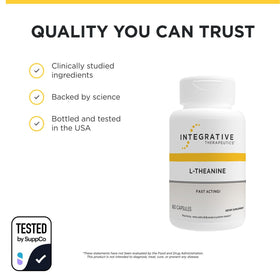 Integrative Therapeutics L-Theanine vue arrière du flacon