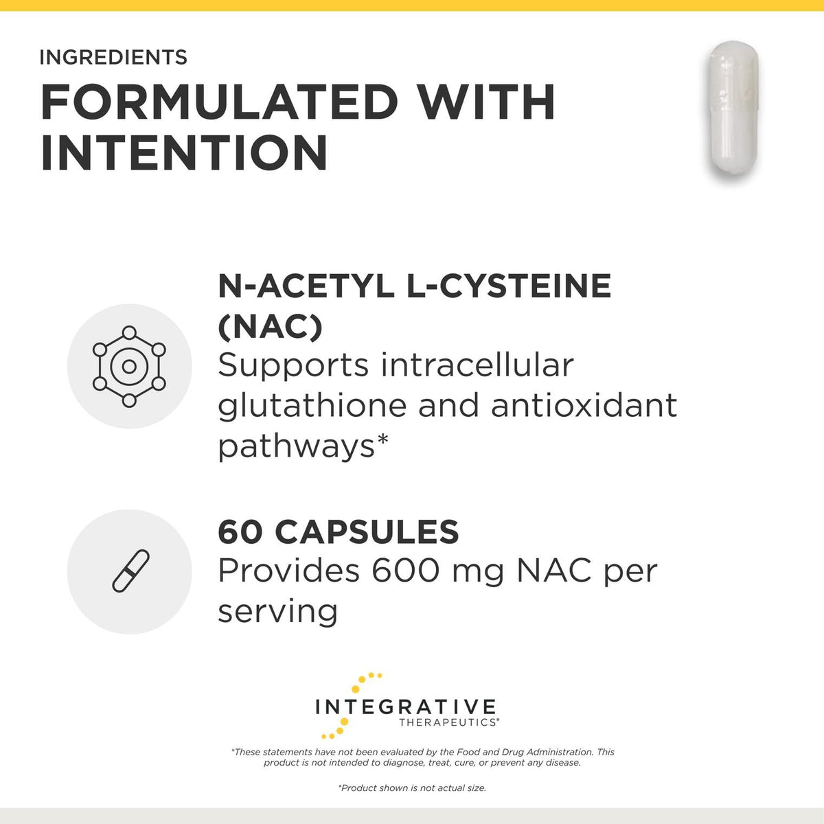 Integrative Therapeutics NAC 60 capsules avec étiquette