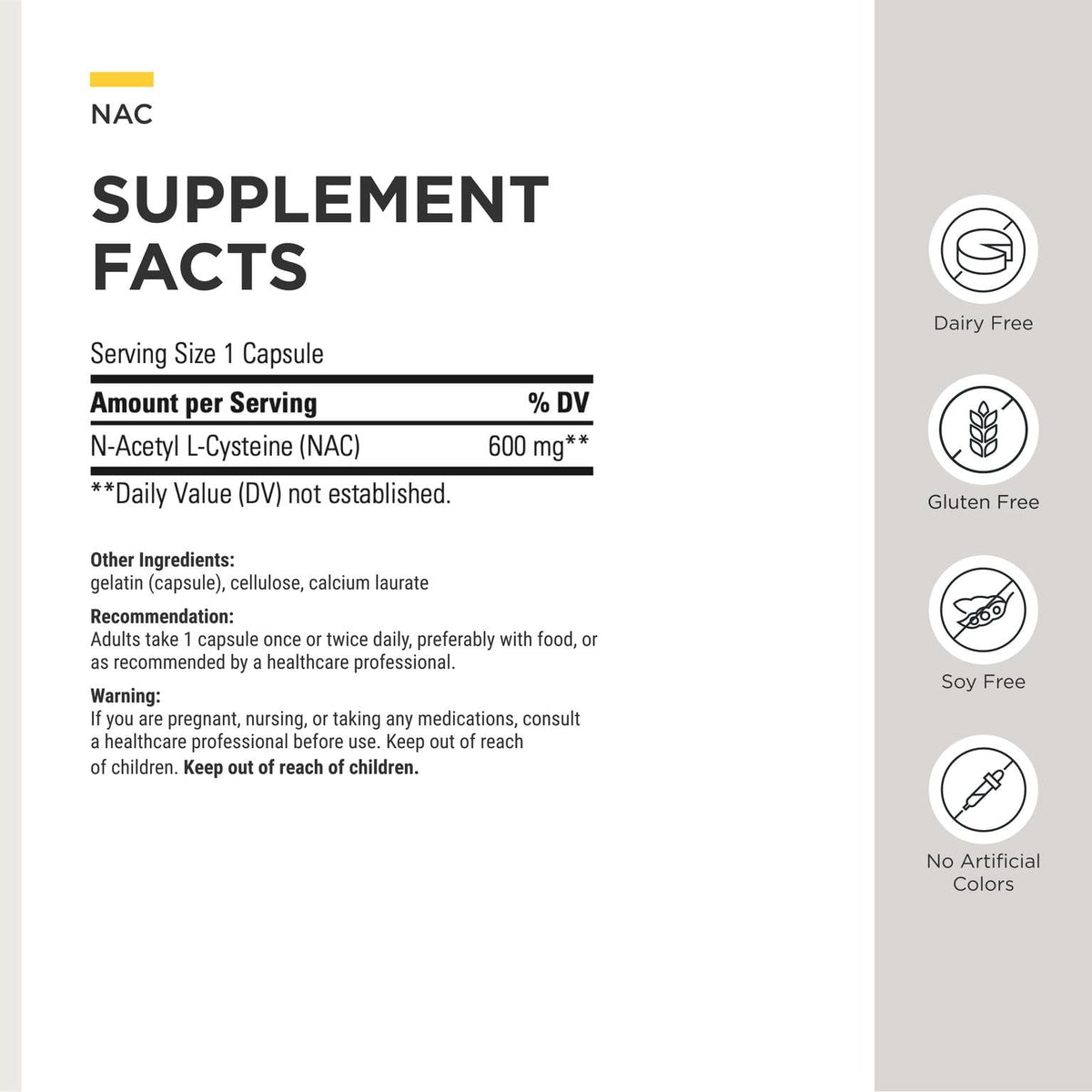 Integrative Therapeutics NAC 60 capsules côté
