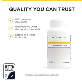 Integrative Therapeutics Tri-Magnesium capsules avec un verre d'eau
