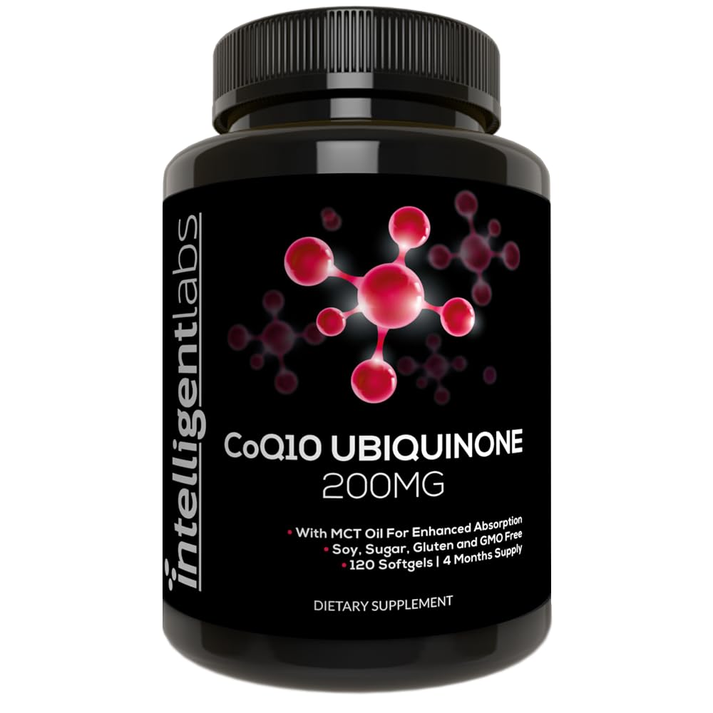 Intelligent Labs CoQ10 Ubiquinone 200mg gélules avec huile MCT, vue de l'emballage