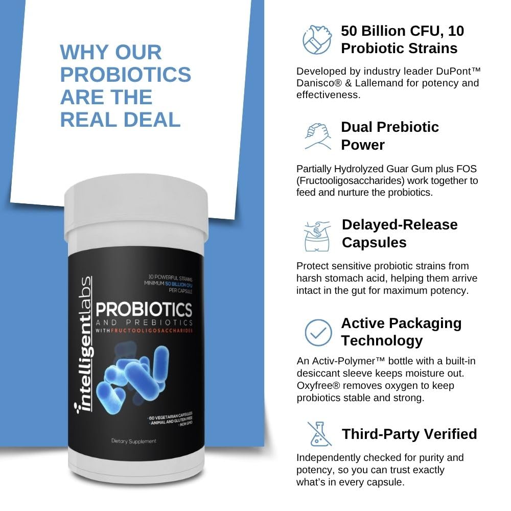 Intelligent Labs Probiotiques Adultes 50B CFU, vue arrière de l'emballage