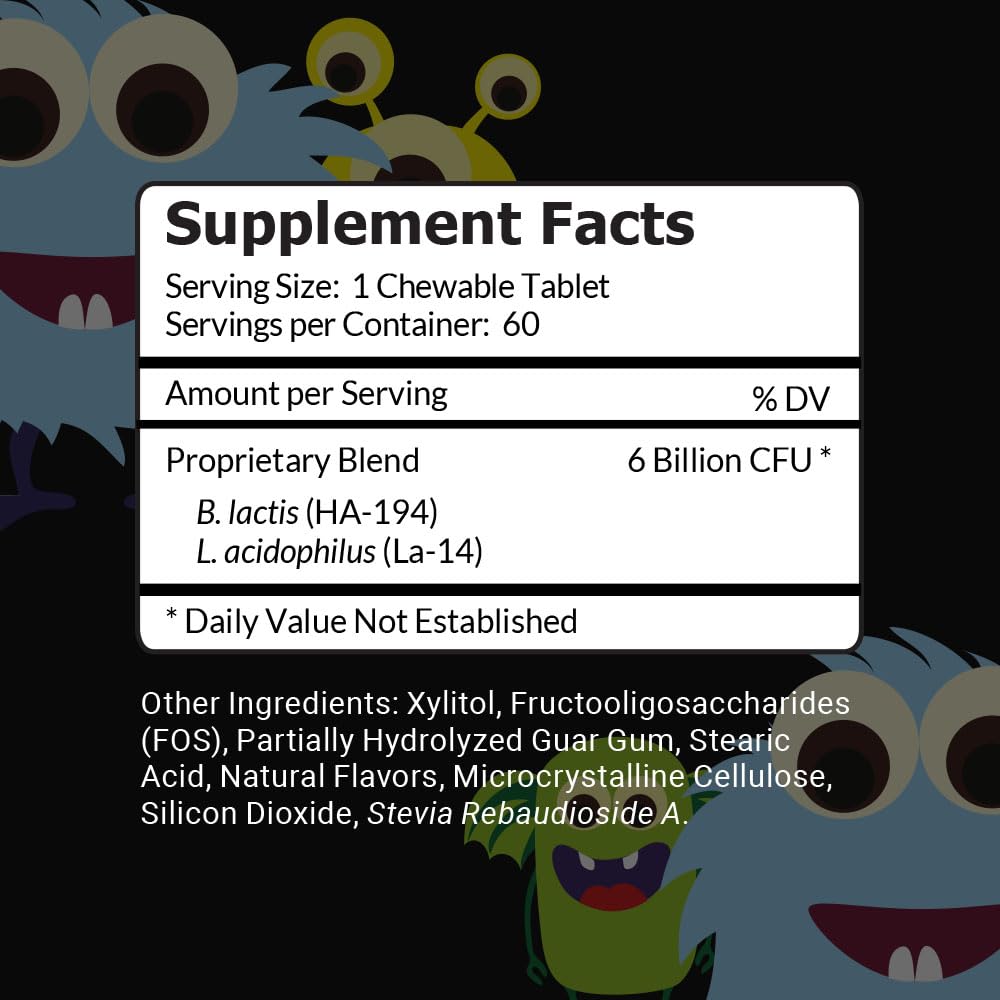 Intelligent Labs Probiotiques Enfants, emballage avec informations nutritionnelles