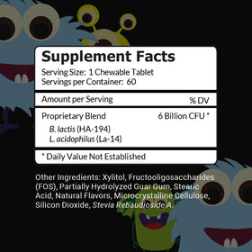 Intelligent Labs Probiotiques Enfants, emballage avec informations nutritionnelles