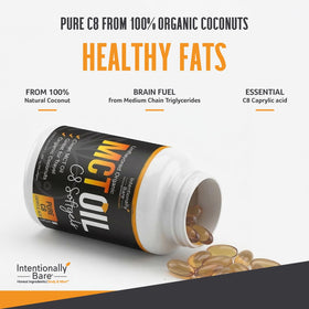 Intentionally Bare Capsules d'Huile MCT Bio C8 300 Softgels en train d'être prises