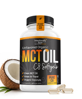 Intentionally Bare Capsules d'Huile MCT Bio C8 300 Softgels vue avant