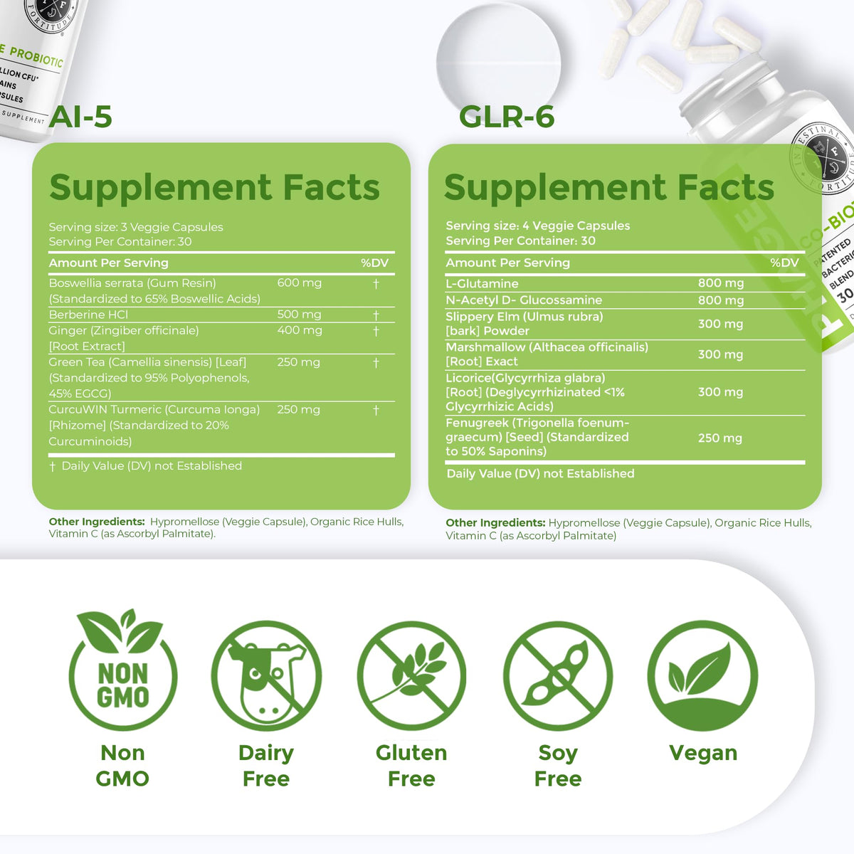 Intestinal Fortitude AI-5 & GLR-6 complément alimentaire capsules