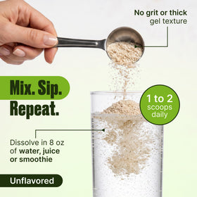 Intestinal Fortitude Poudre de Fibre Prébiotique dans un verre avec smoothie