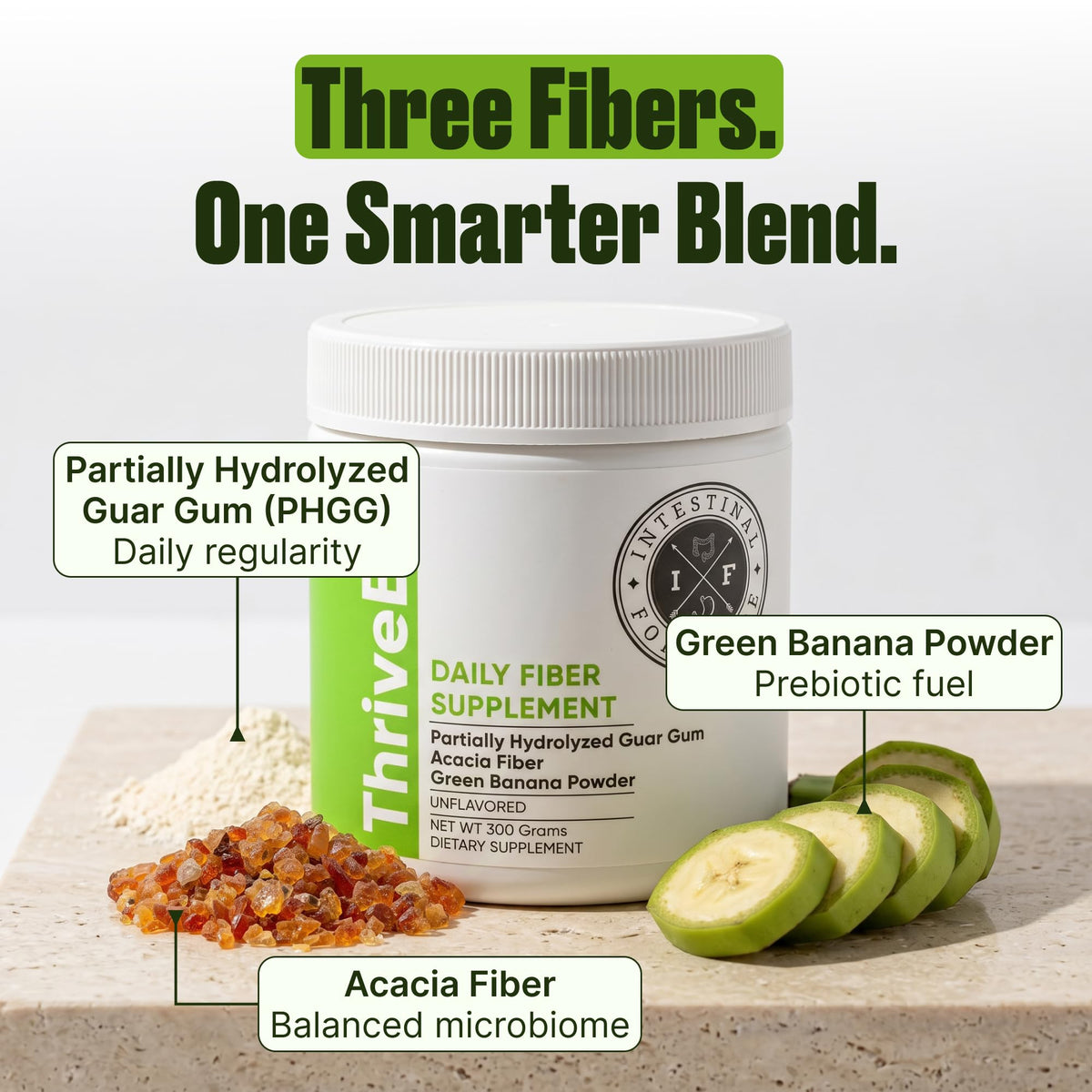 Intestinal Fortitude Poudre de Fibre Prébiotique sur une table en bois