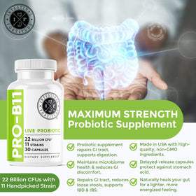 Intestinal Fortitude PRO-B11 capsules ouvertes sur une table