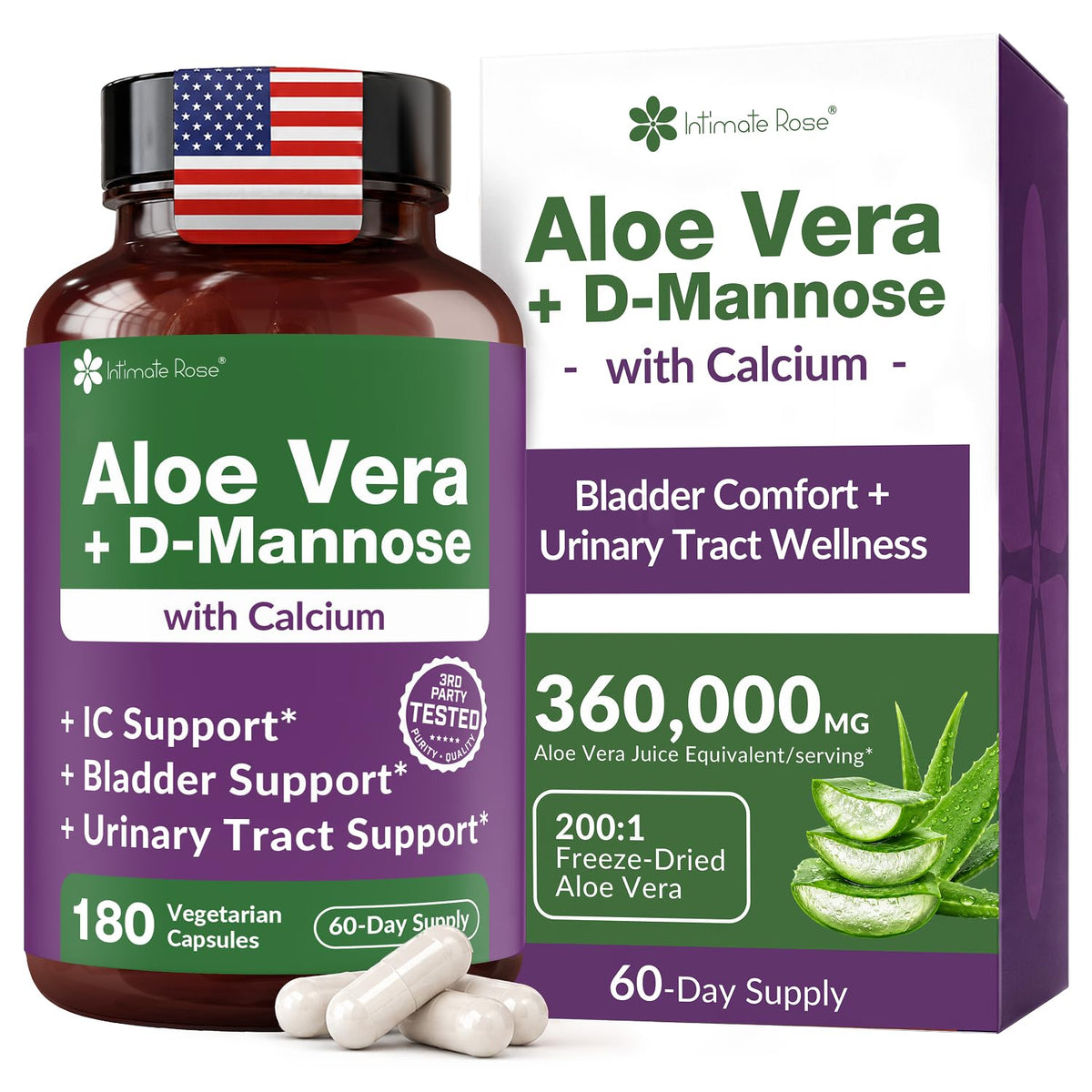 Intimate Rose Aloe Vera capsules front view